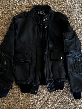 AUTHENTIC VINTAGE Harley-Davidson Black Leather Bomber Jacket